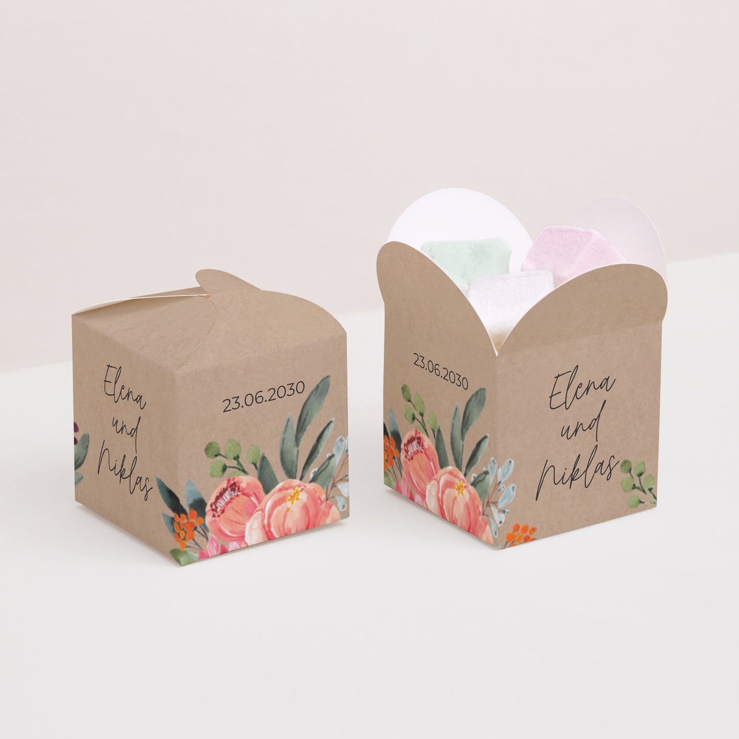 Geschenkbox Hochzeit Schmetterlingsöffnung Pops Blumen foto N° 2