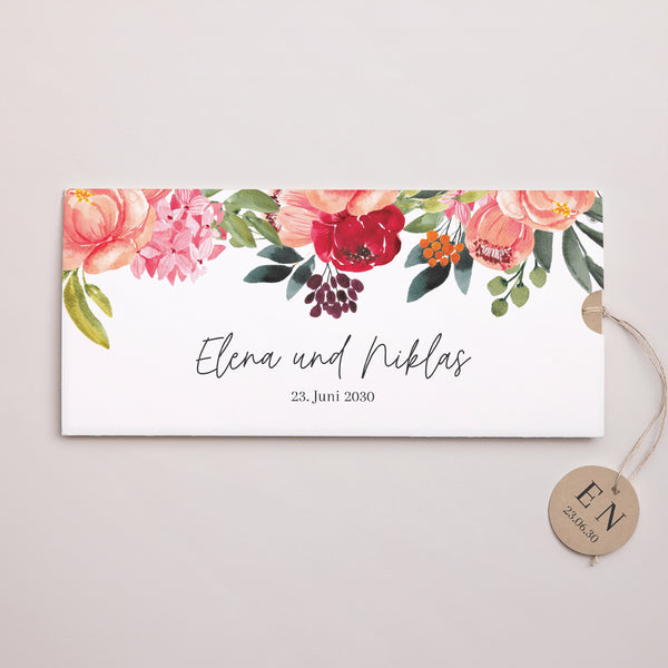 Hochzeitseinladung Mappe 2 Karten, Etikett Pops Blumen foto