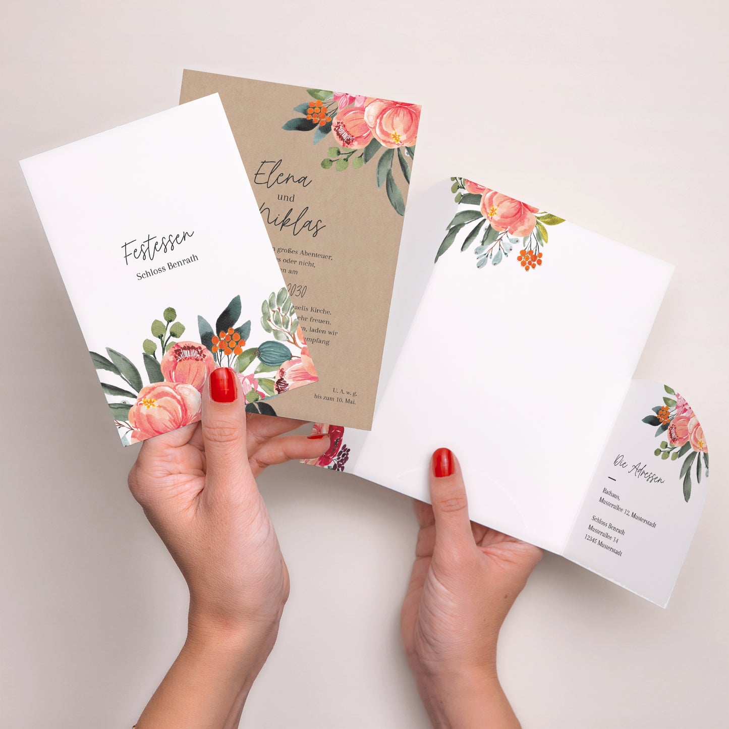 Hochzeitseinladung Hülle für 2 Karten Pops Blumen foto N° 3