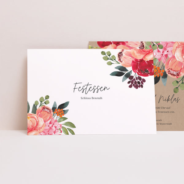 Einladungskarte Hochzeit Landschaft Pops Blumen foto