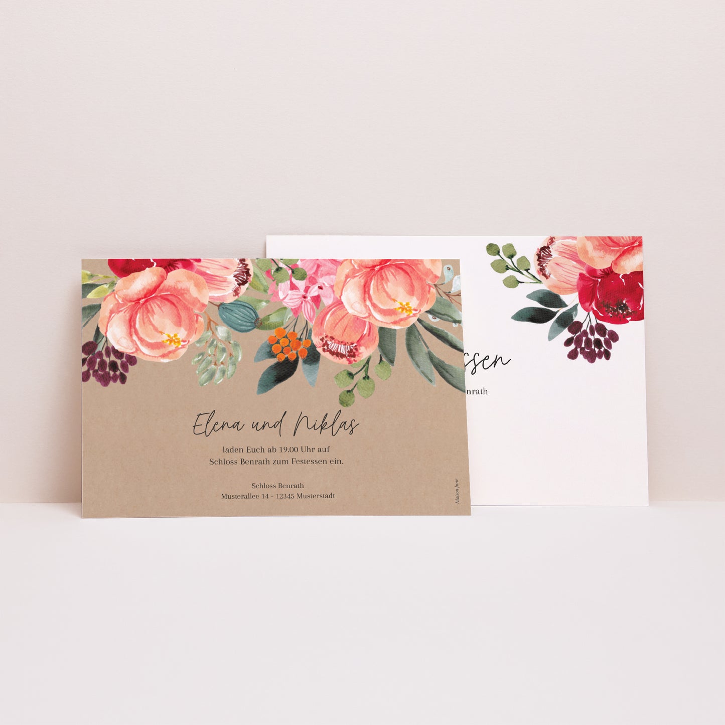 Einladungskarte Hochzeit Landschaft Pops Blumen foto N° 2