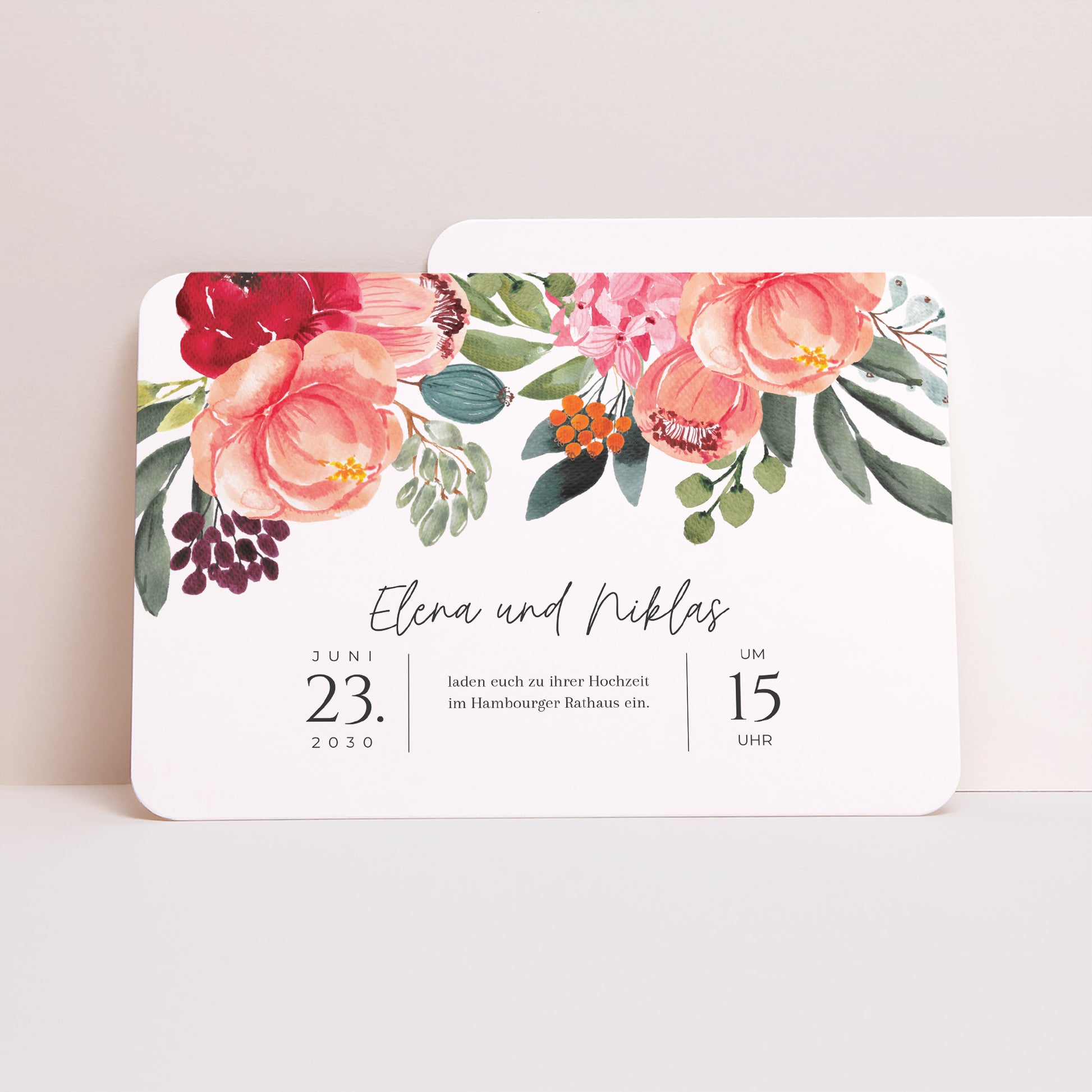 Hochzeitseinladung Landschaft, abgerundete Ränder Pops Blumen foto N° 1