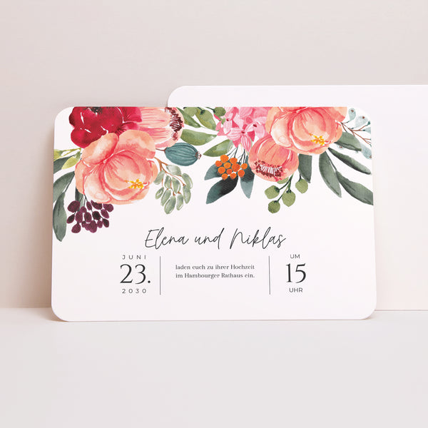 Hochzeitseinladung Landschaft, abgerundete Ränder Pops Blumen foto