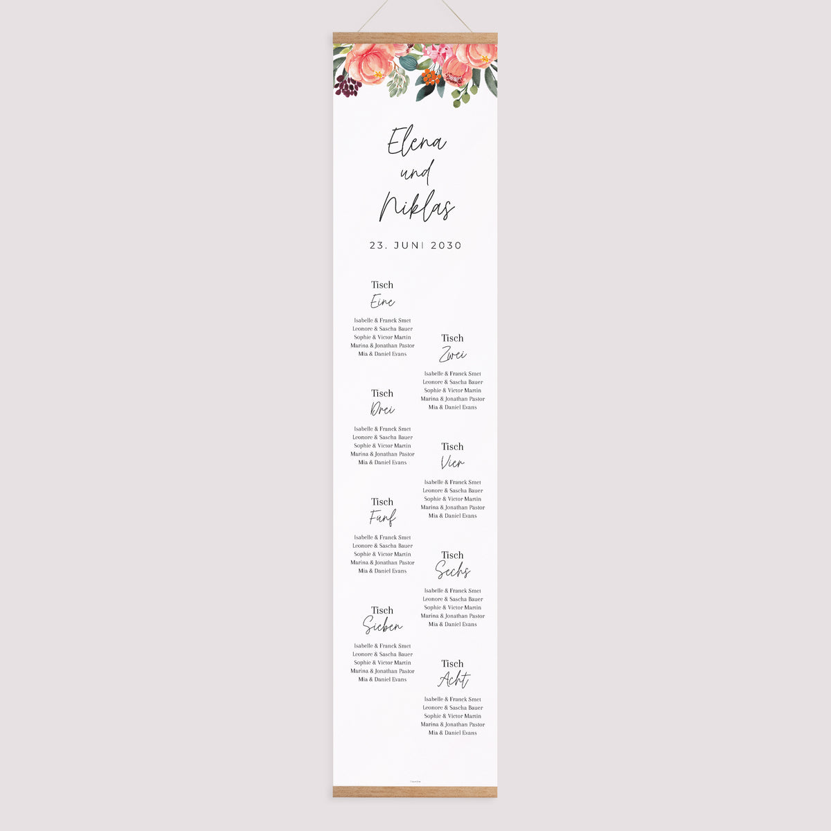 Sitzplan Hochzeit Holzstütze Pops Blumen foto N° 1
