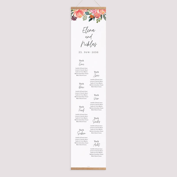 Sitzplan Hochzeit Holzstütze Pops Blumen foto