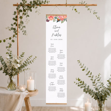 Sitzplan Hochzeit Holzstütze Pops Blumen