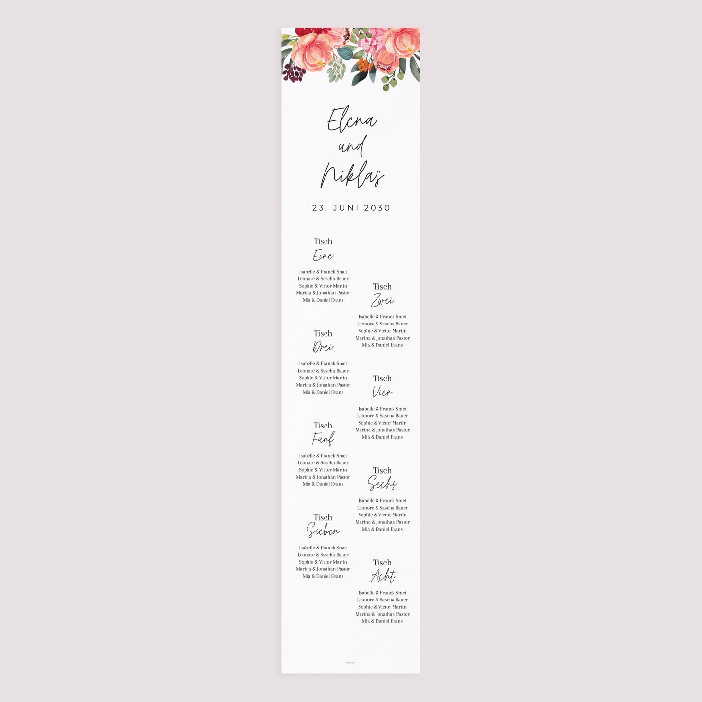 Sitzplan Hochzeit Holzstütze Pops Blumen foto N° 3