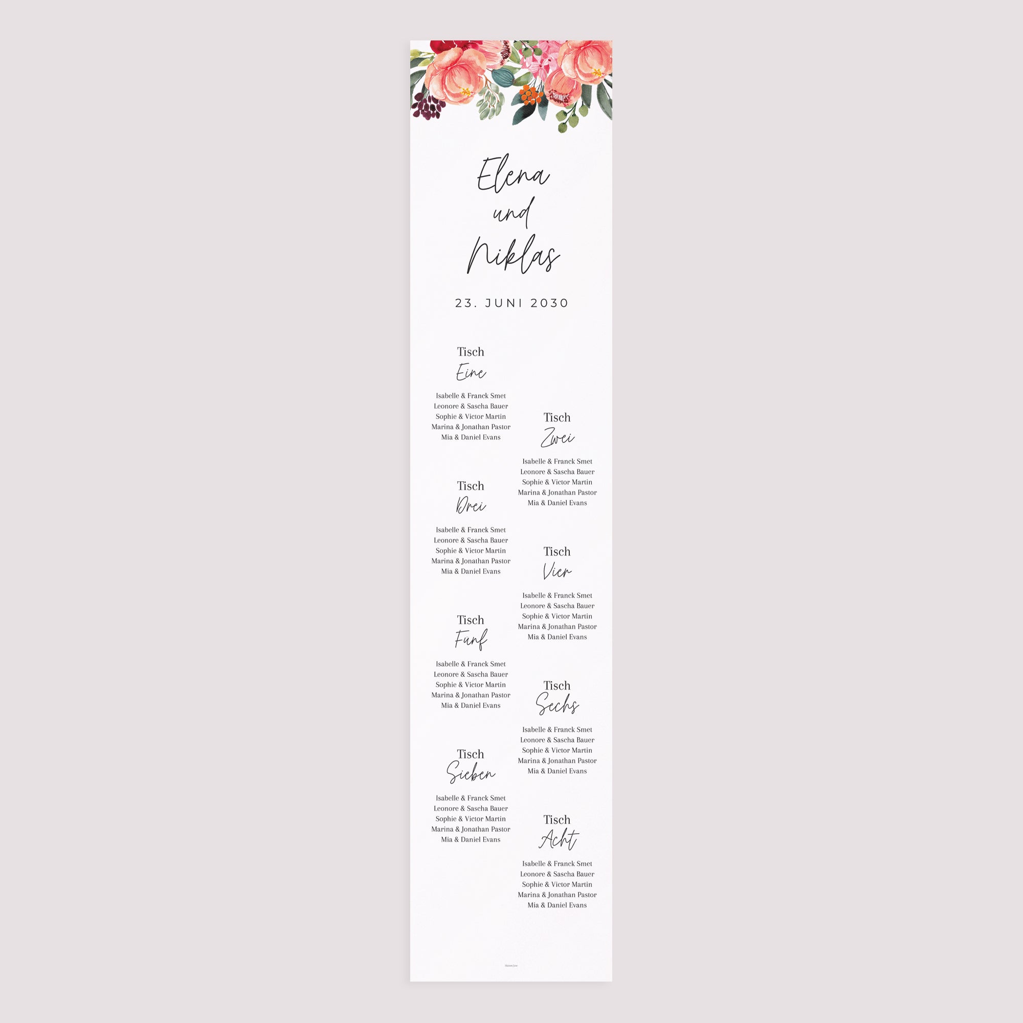 Sitzplan Hochzeit Holzstütze Pops Blumen foto N° 3