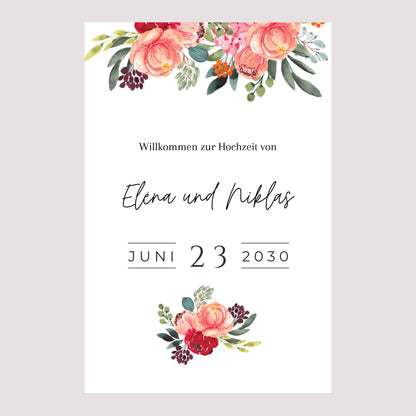Begrüßungstafel Hochzeit Porträt 60 x 90 cm Pops Blumen foto N° 2