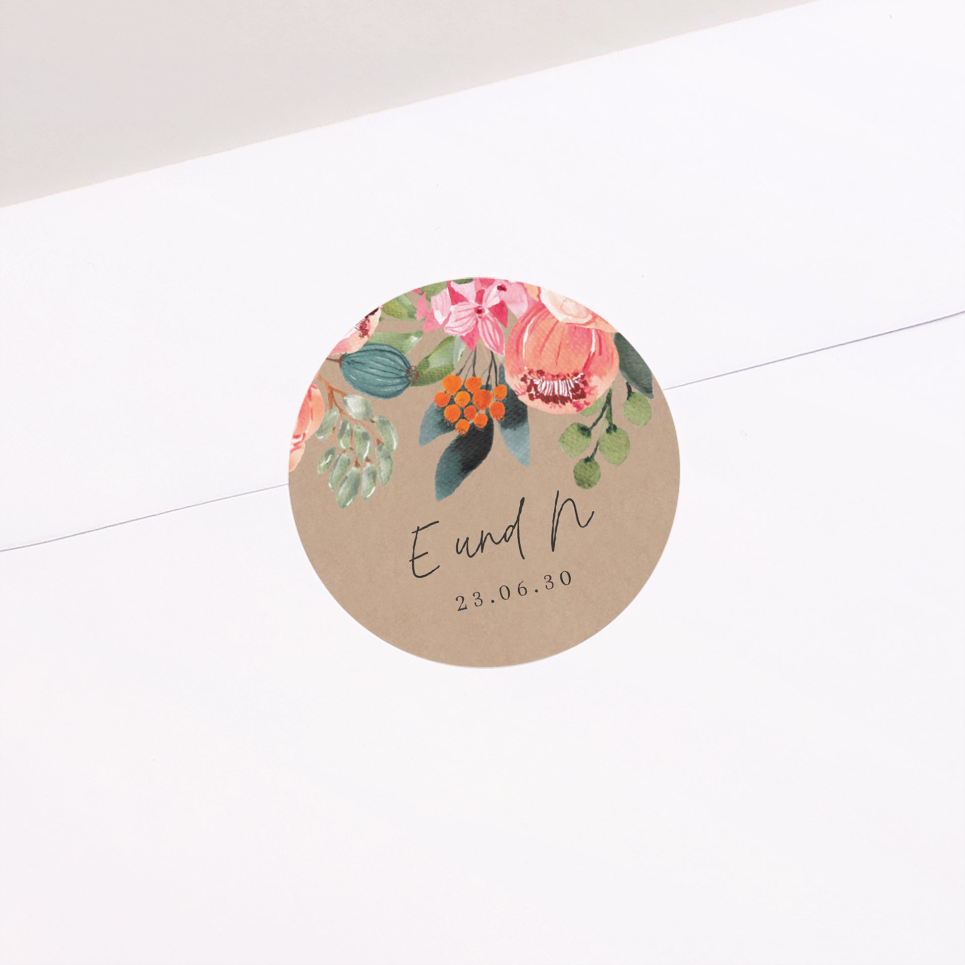 Sticker Hochzeit Rund Pops Blumen foto N° 2