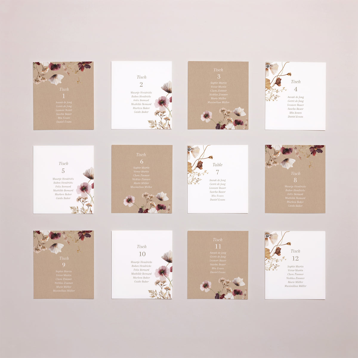 Sitzplan Hochzeit Pack von 12 Getrocknete Wiesenblumen II foto N° 1