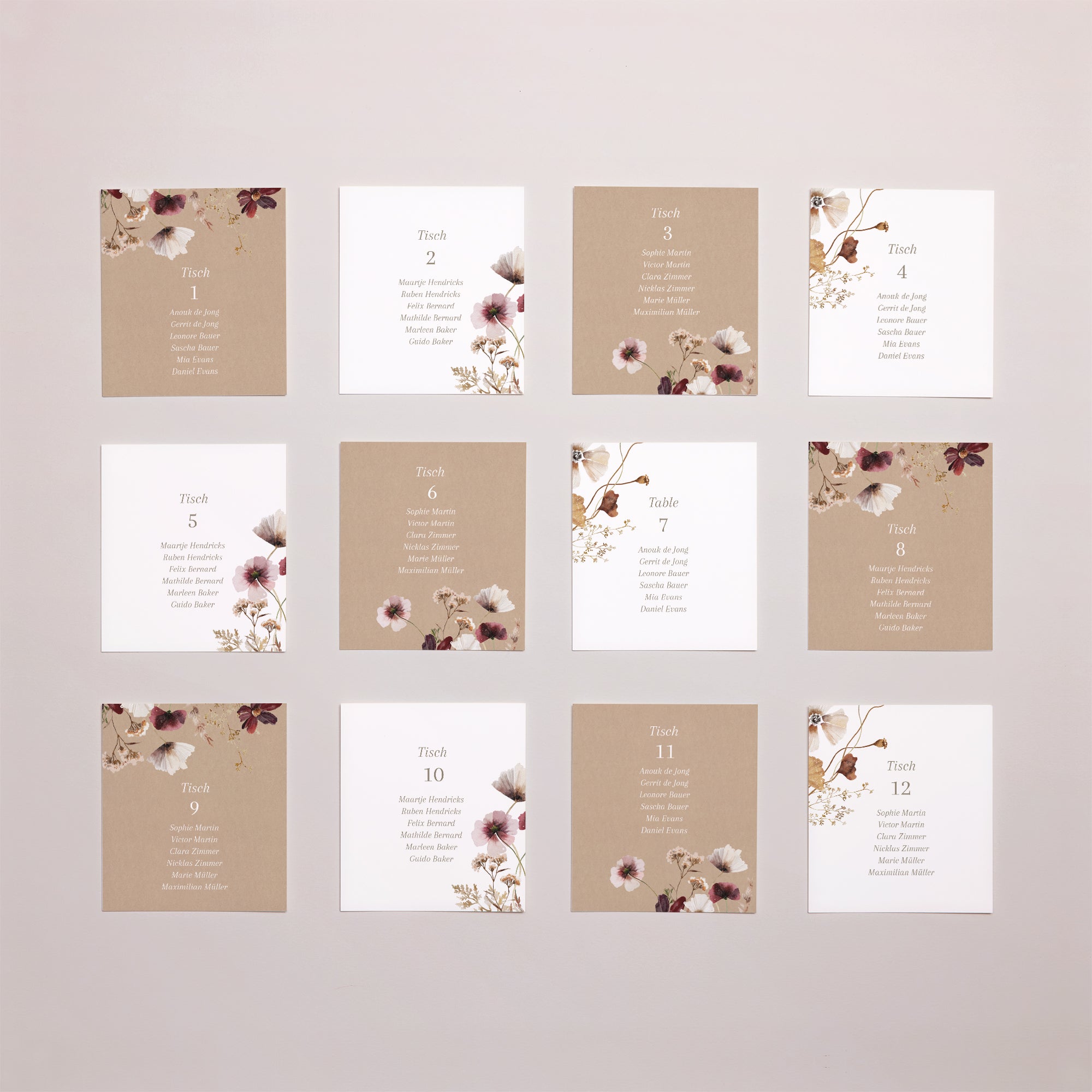 Sitzplan Hochzeit Pack von 12 Getrocknete Wiesenblumen II foto N° 1