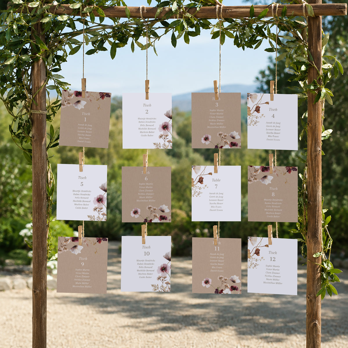Sitzplan Hochzeit Pack von 12 Getrocknete Wiesenblumen II foto N° 2