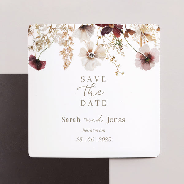 Save the date Karte Hochzeit Satz von 9, magnetisch. Getrocknete Wiesenblumen II foto