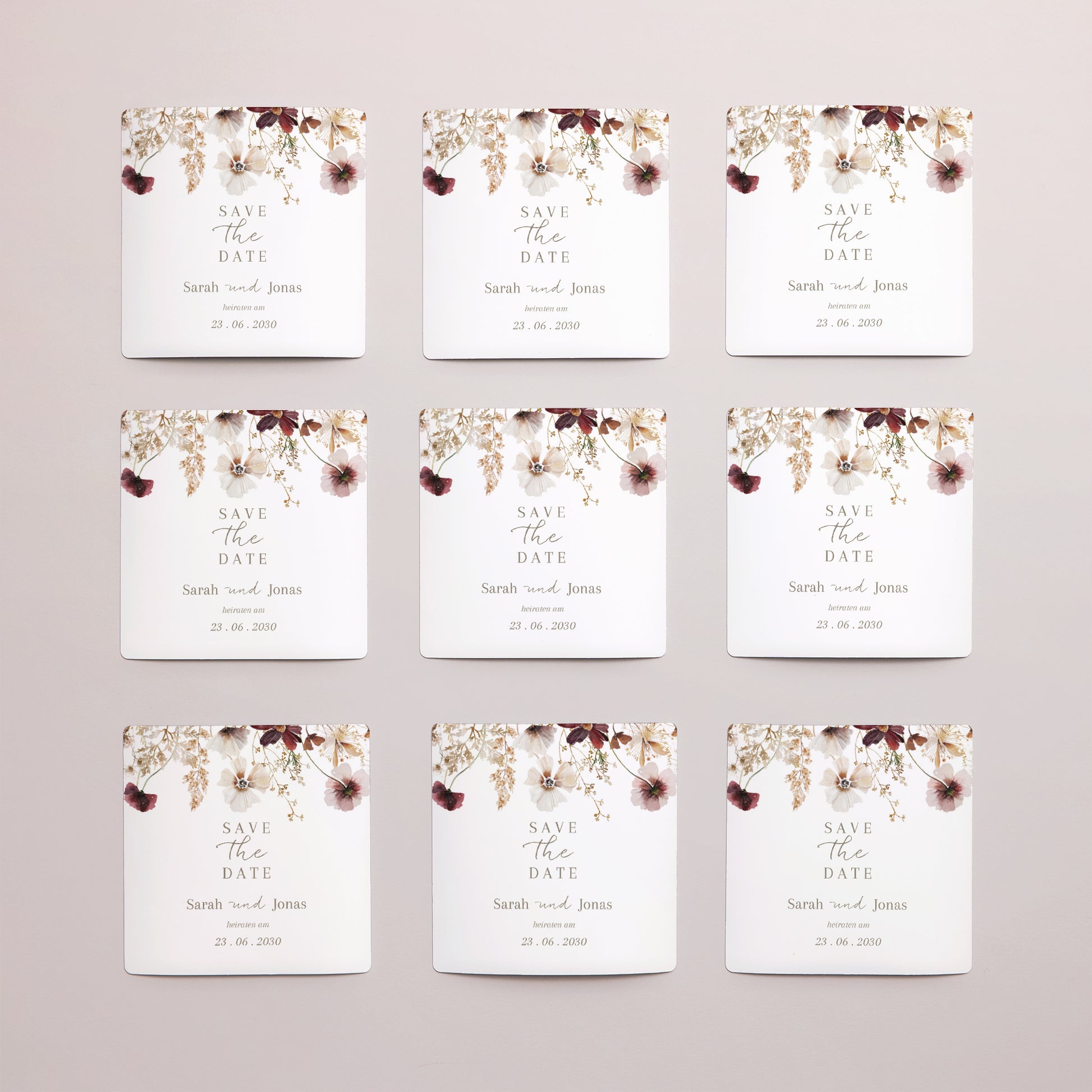 Save the date Karte Hochzeit Satz von 9, magnetisch. Getrocknete Wiesenblumen II foto N° 3
