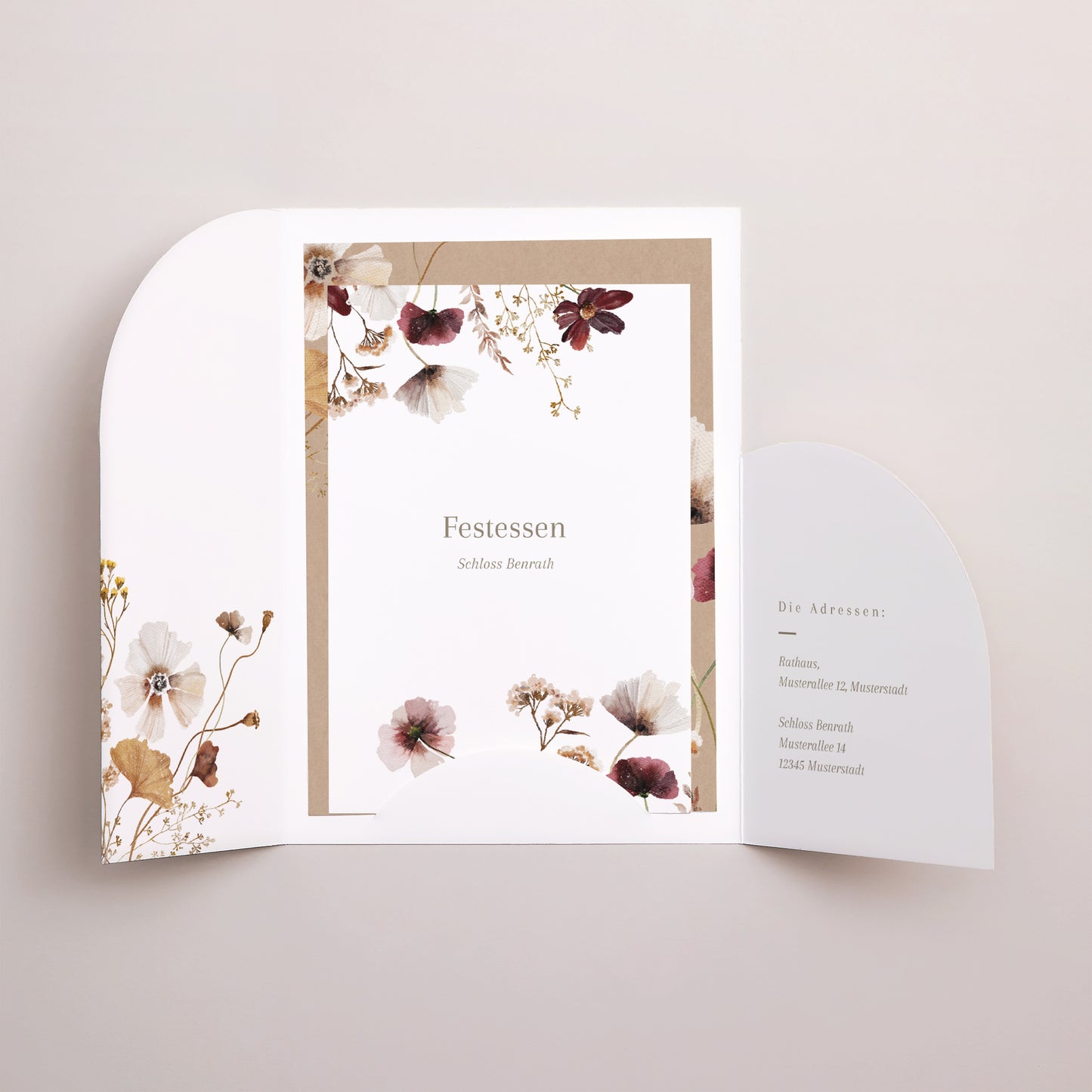 Hochzeitseinladung Hülle für 2 Karten Getrocknete Wiesenblumen II foto N° 3