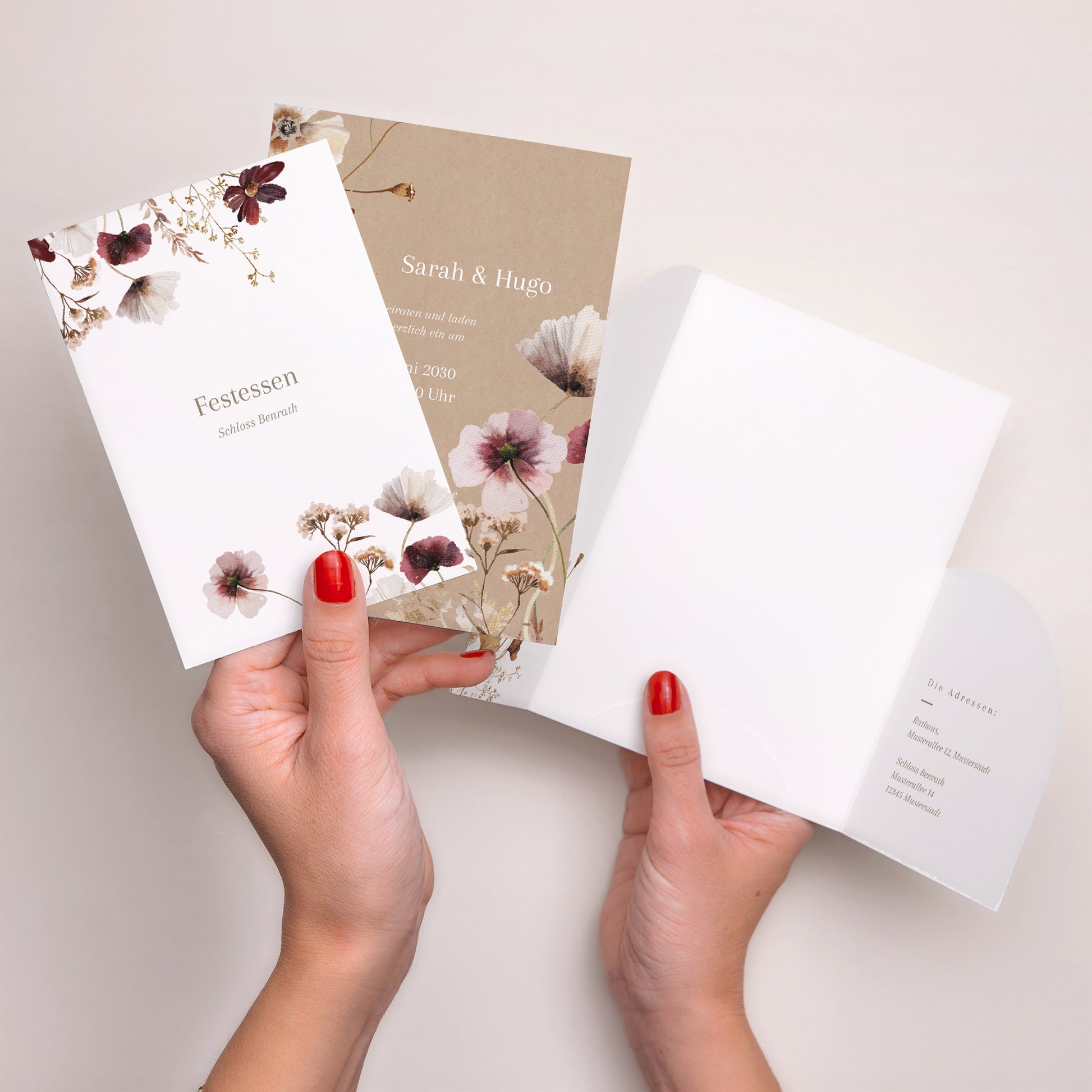 Hochzeitseinladung Hülle für 2 Karten Getrocknete Wiesenblumen II foto N° 4