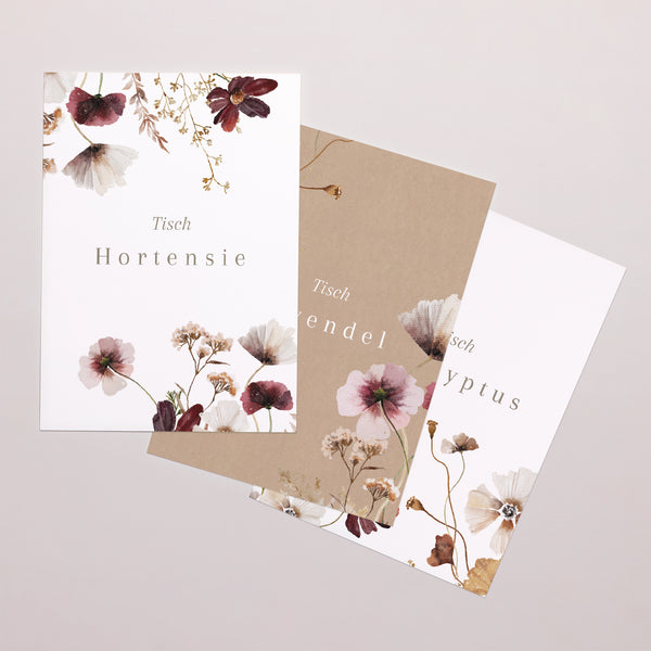 Tischnummern Hochzeit Rechteck Getrocknete Wiesenblumen II foto