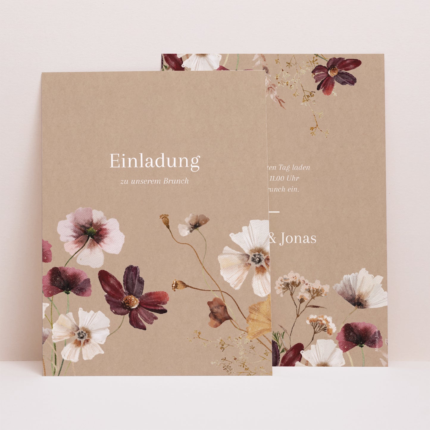 Einladungskarte Hochzeit Porträt Getrocknete Wiesenblumen II foto N° 1