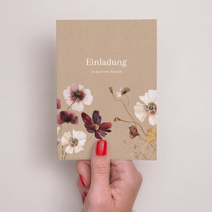 Einladungskarte Hochzeit Porträt Getrocknete Wiesenblumen II foto N° 2