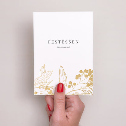 Einladungskarte Hochzeit Porträt Goldene Blumenmuster foto N° 2