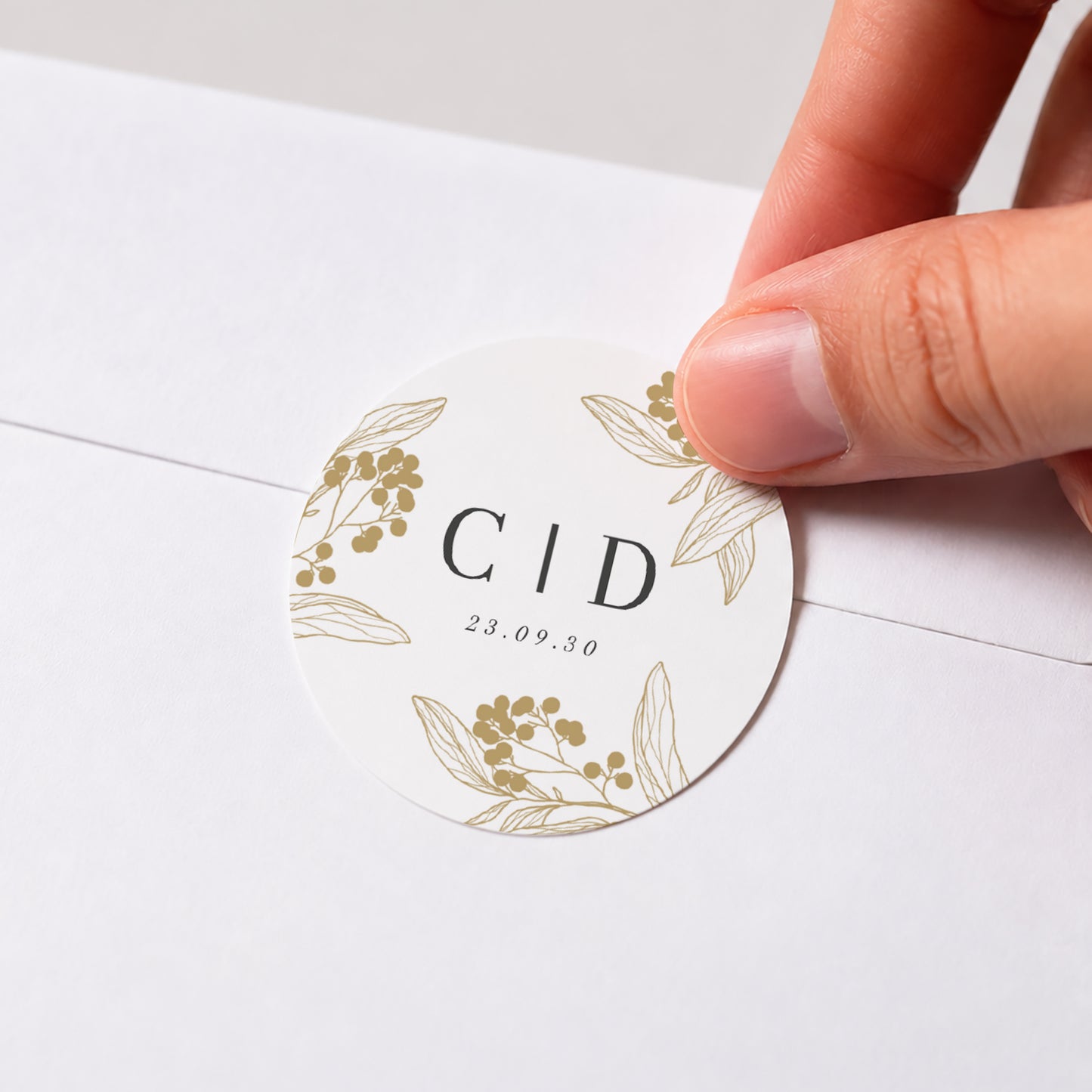 Sticker Hochzeit Rund Goldene Blumenmuster foto N° 1