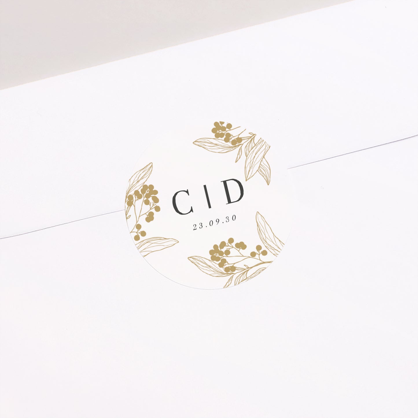 Sticker Hochzeit Rund Goldene Blumenmuster foto N° 2