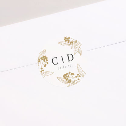 Sticker Hochzeit Rund Goldene Blumenmuster foto N° 2