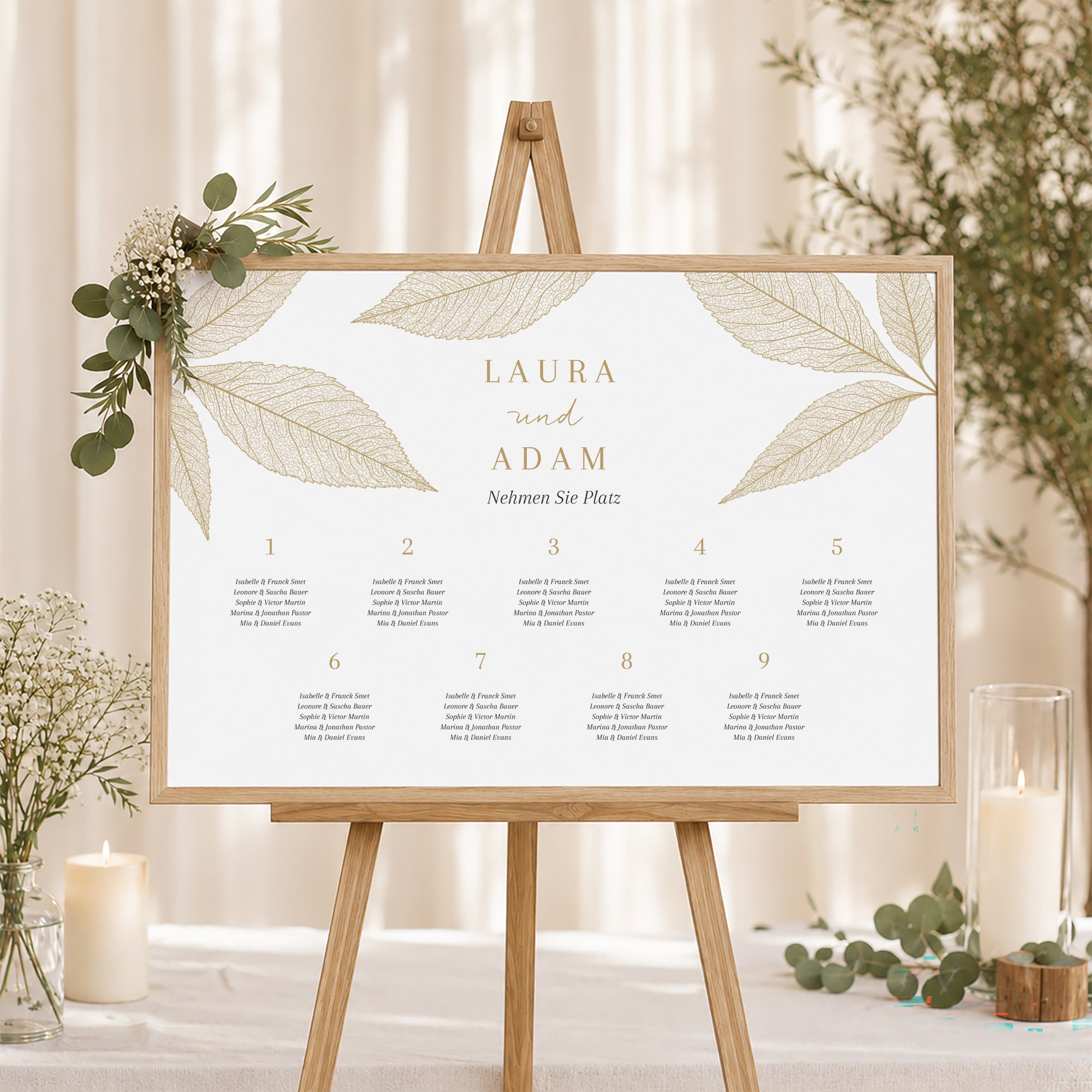 Sitzplan Hochzeit Landschaft Goldene Blätter foto N° 1