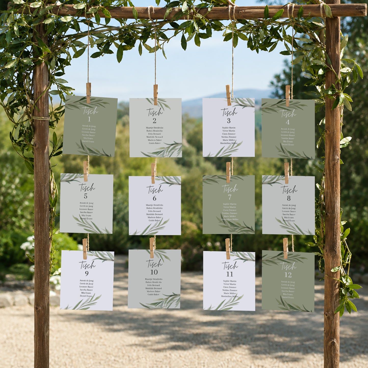 Sitzplan Hochzeit Pack von 12 Olivenblätter foto N° 2