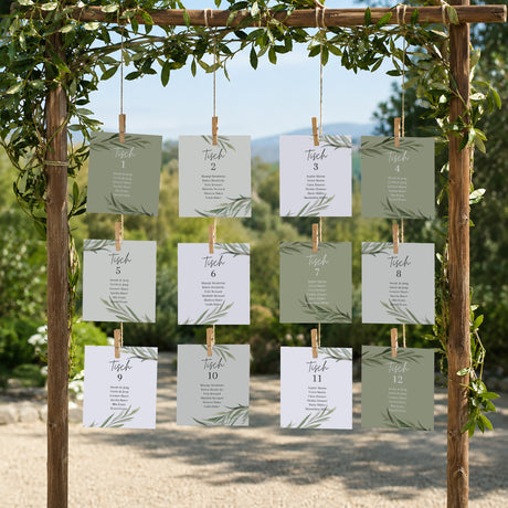 Sitzplan Hochzeit Pack von 12 Olivenblätter