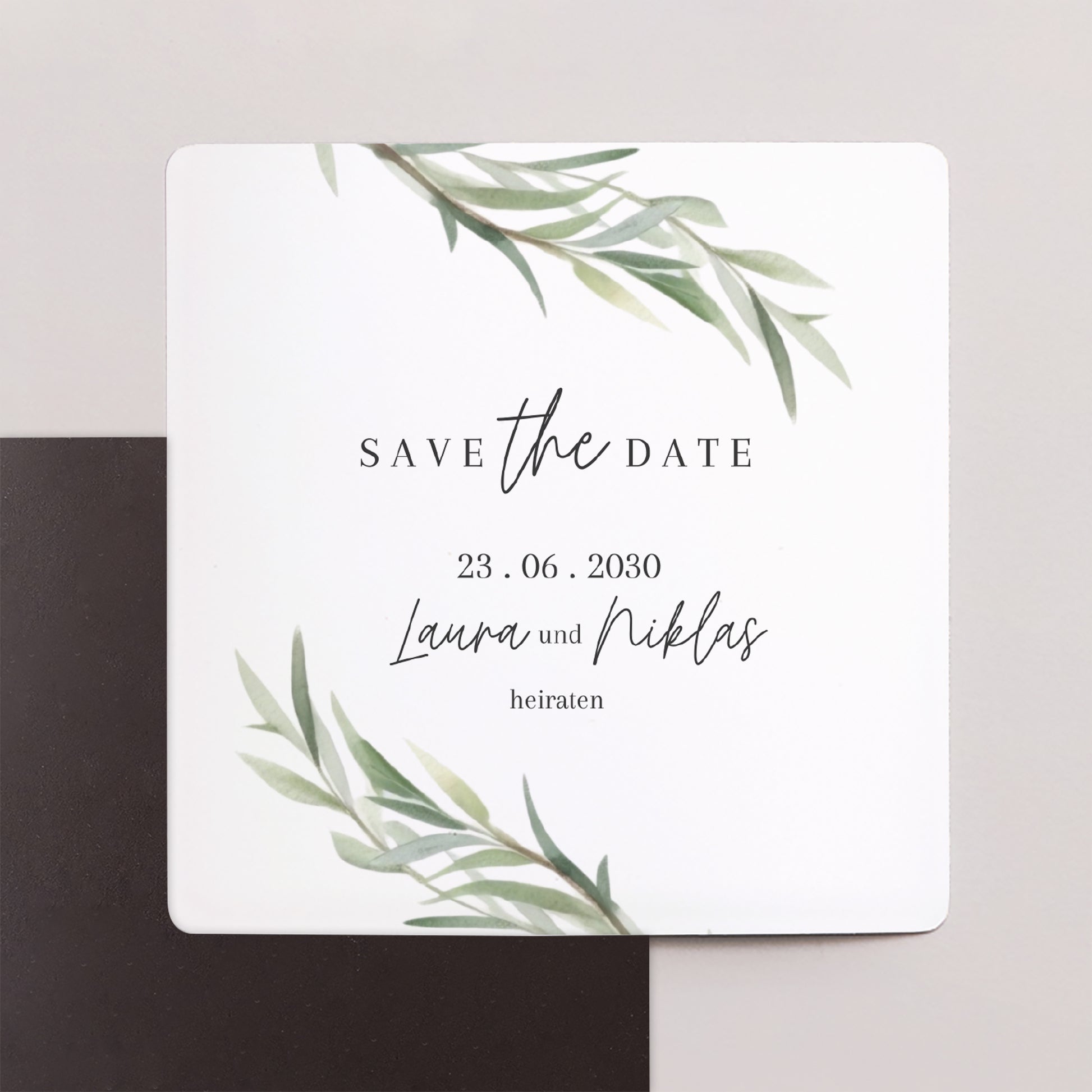 Save the date Karte Hochzeit Satz von 9, magnetisch. Olivenblätter foto N° 1