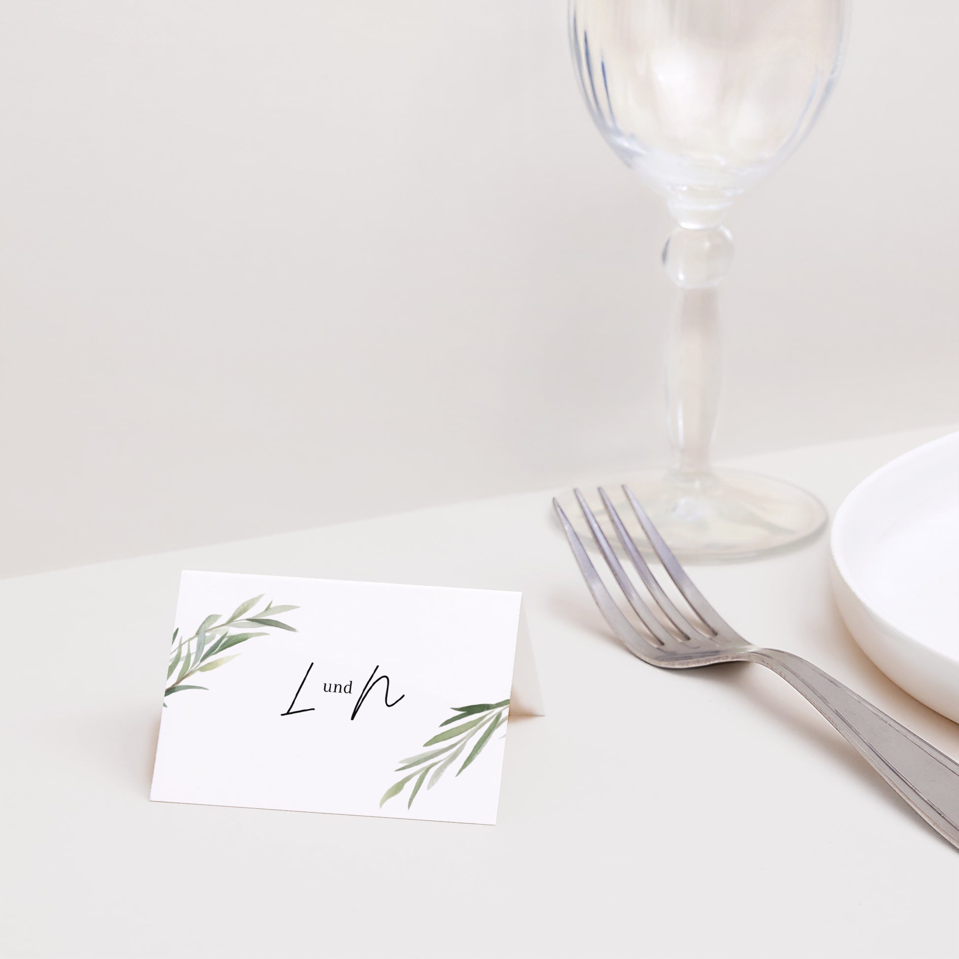 Tischkarten Hochzeit Quer Olivenblätter foto N° 2