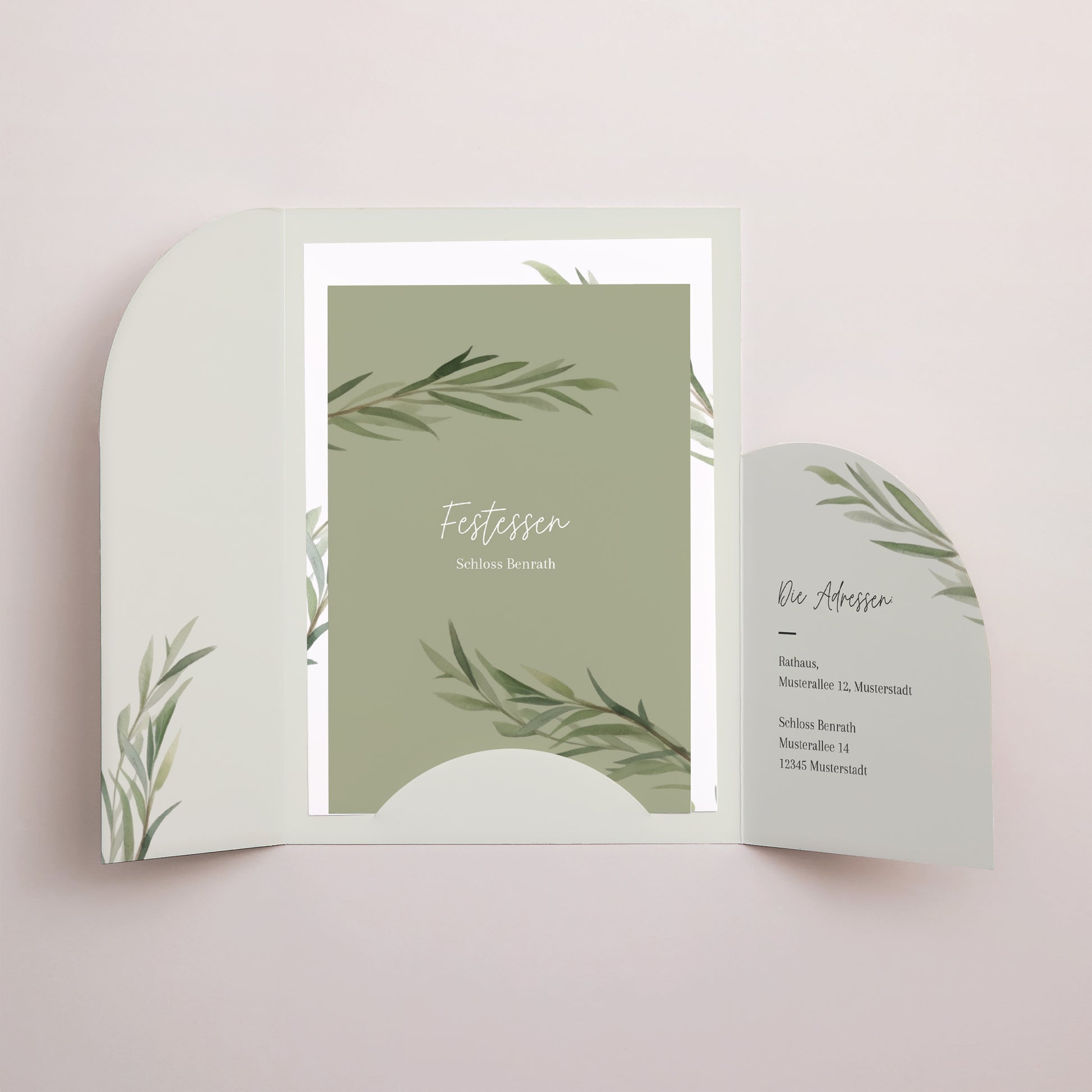 Hochzeitseinladung Hülle für 2 Karten Olivenblätter foto N° 3