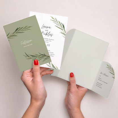 Hochzeitseinladung Hülle für 2 Karten Olivenblätter foto N° 4