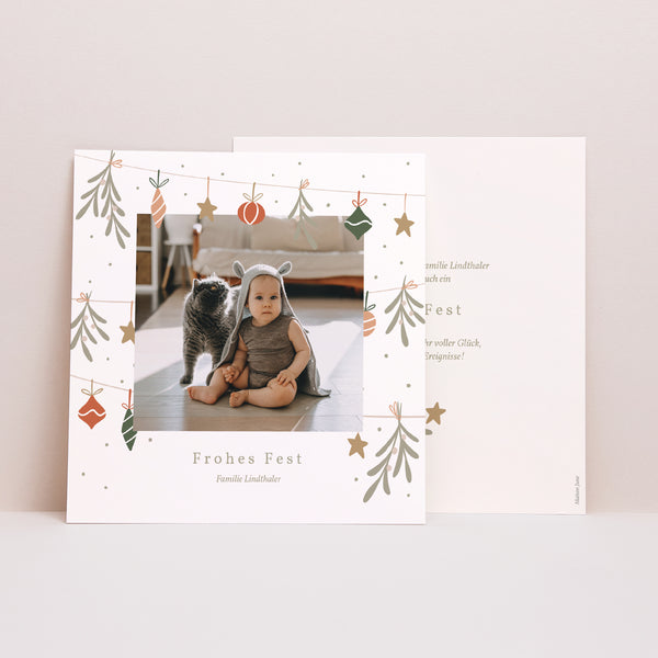 Weihnachtskarte Weihnachten Quadrat Girlanden foto