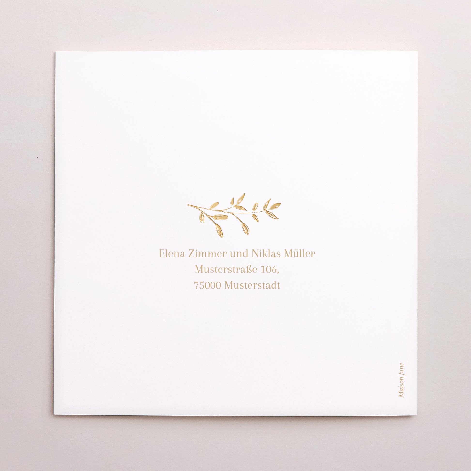 Hochzeitseinladung Doppelflügelfenster goldener Blumenkranz foto N° 3