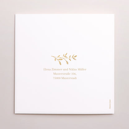 Hochzeitseinladung Doppelflügelfenster goldener Blumenkranz foto N° 3