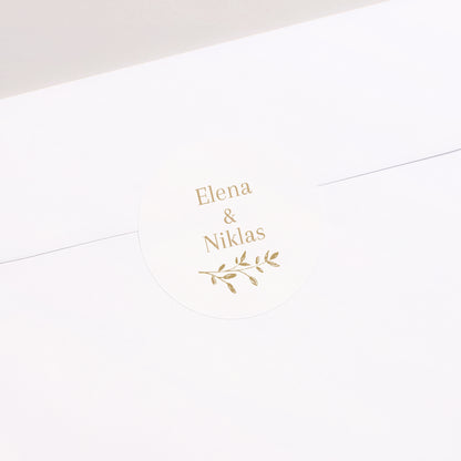 Sticker Hochzeit Rund goldener Blumenkranz foto N° 2