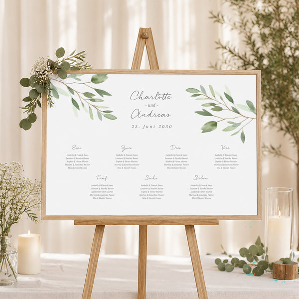 Sitzplan Hochzeit Landschaft Laub foto