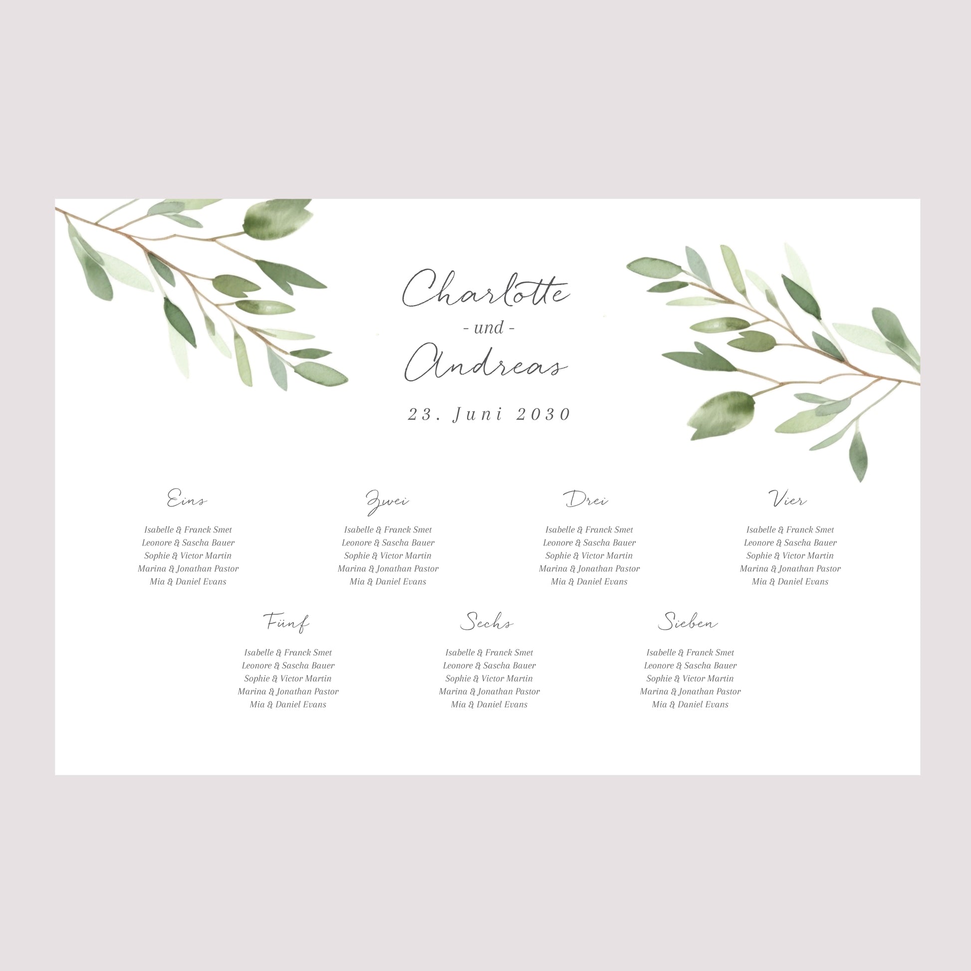 Sitzplan Hochzeit Landschaft Laub foto N° 2