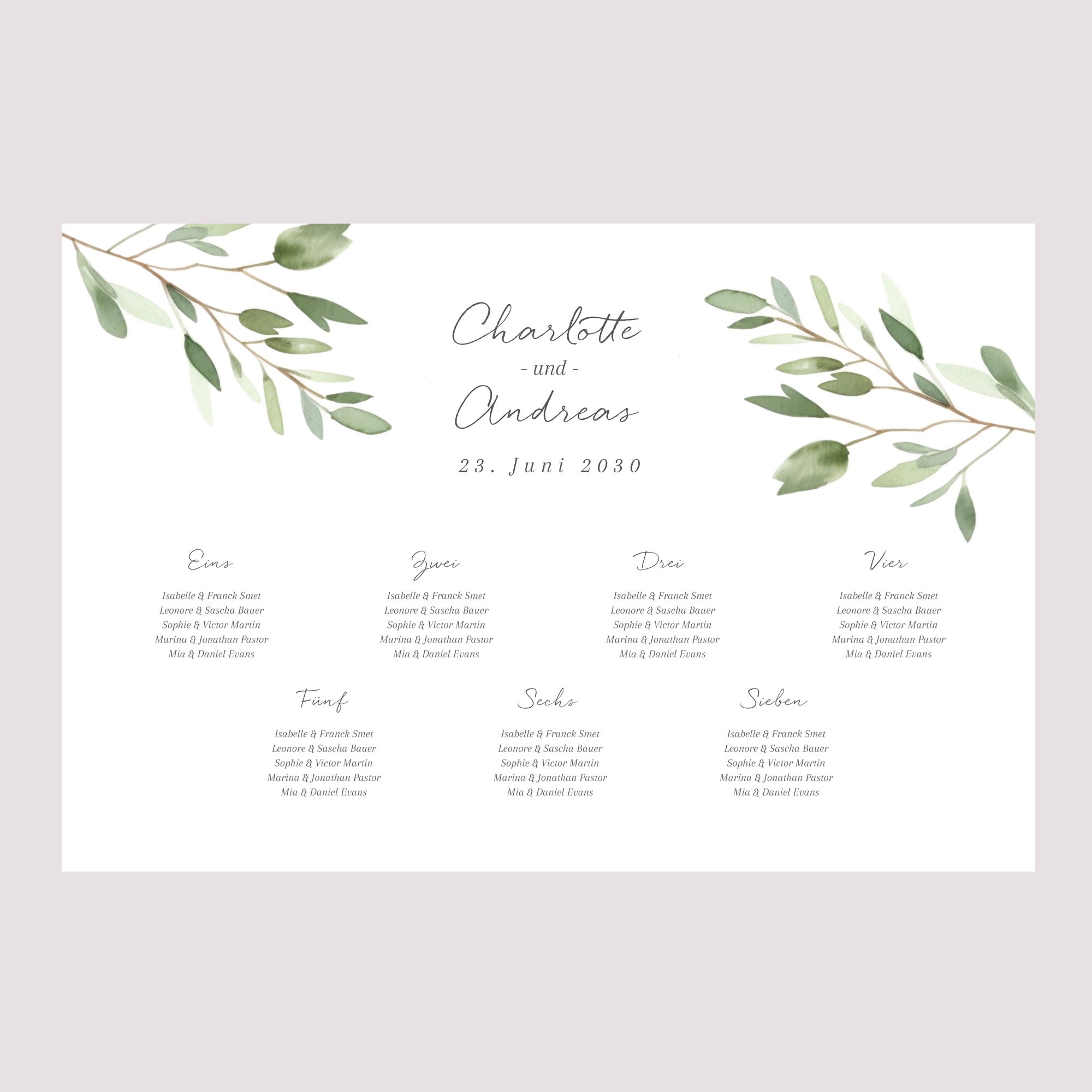 Sitzplan Hochzeit Landschaft Laub foto N° 2