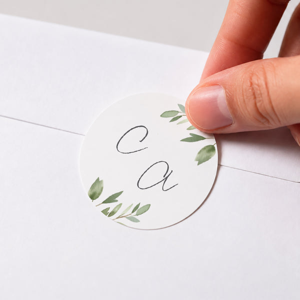 Sticker Hochzeit Rund Laub foto