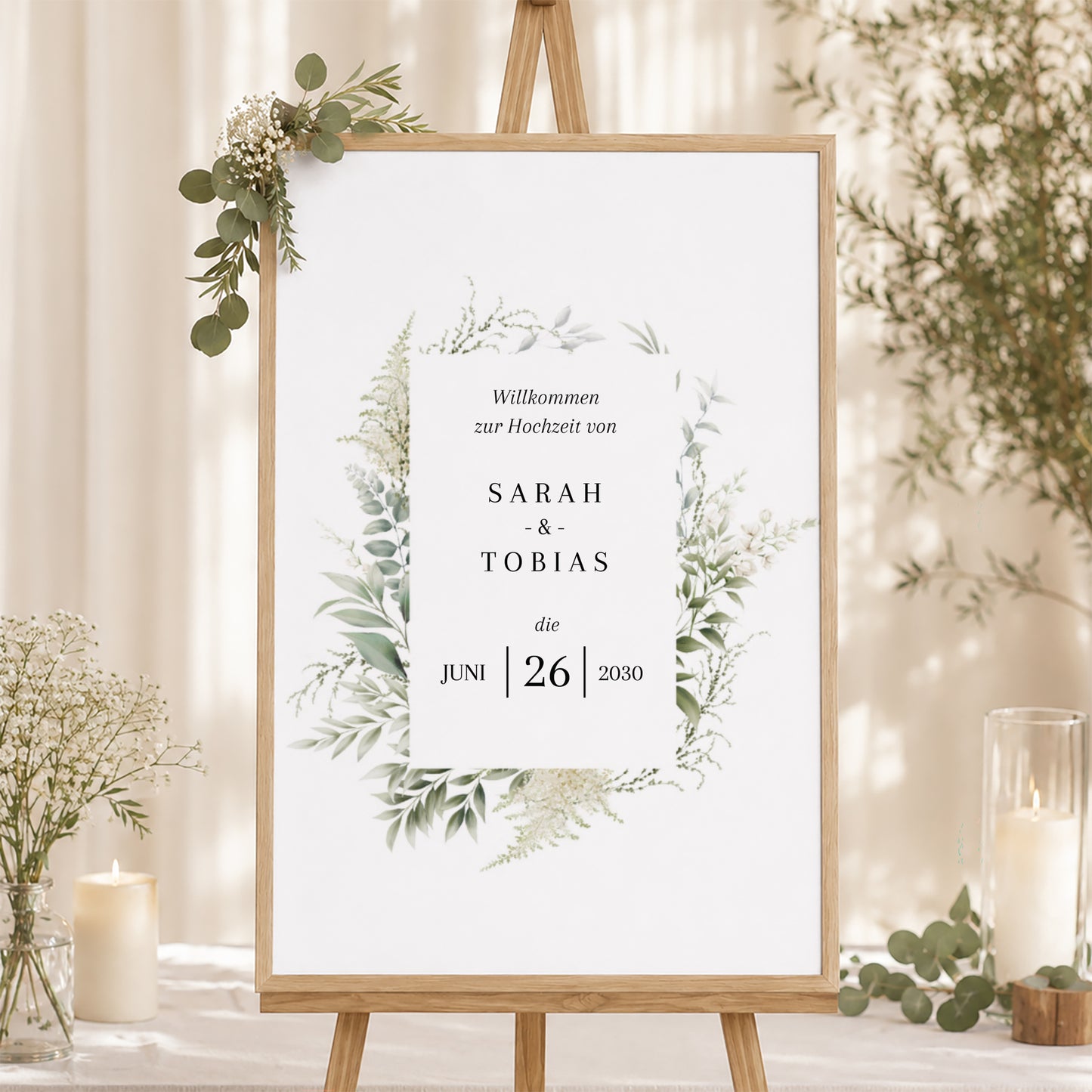Begrüßungstafel Hochzeit Porträt 60 x 90 cm foto N° 1