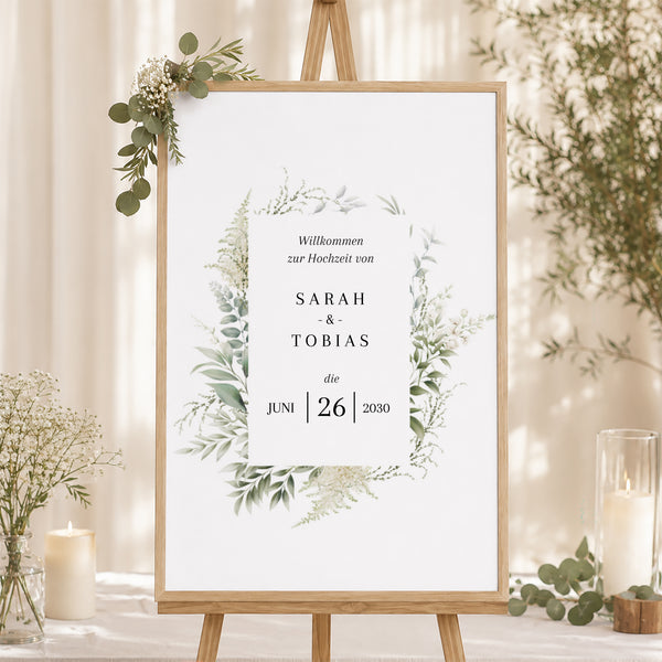Begrüßungstafel Hochzeit Porträt 60 x 90 cm foto