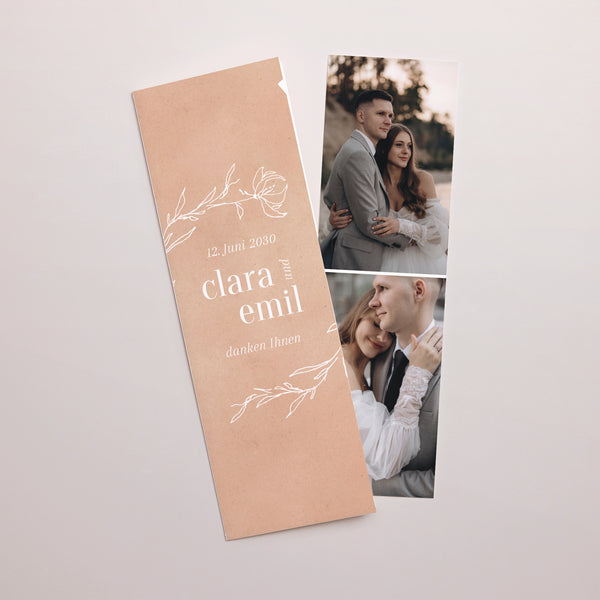 Dankeskarte Hochzeit Fotoautomaten Lesezeichen eine Seite voller Gedichte foto