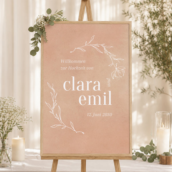 Begrüßungstafel Hochzeit Porträt 60 x 90 cm eine Seite voller Gedichte foto
