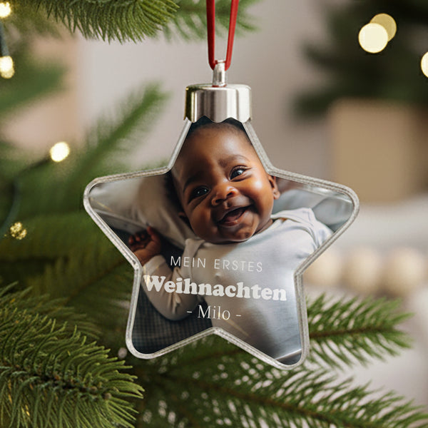 Weihnachtskugel Weihnachten Stern mein erstes Weihnachten foto