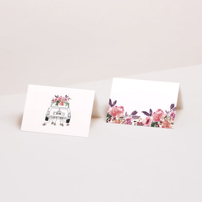 Tischkarten Hochzeit Quer Mini Blümchen foto N° 1