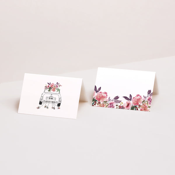 Tischkarten Hochzeit Quer Mini Blümchen foto